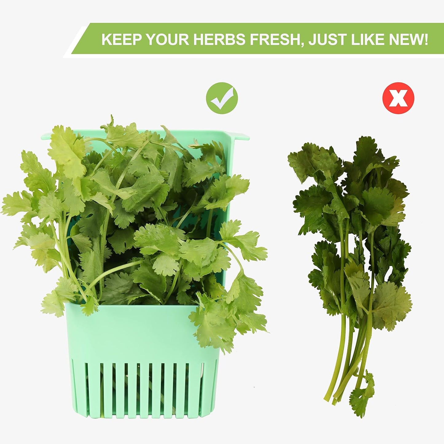 LUVCOSY Herb Keeper Set: 3 Pack Herb Saver+1 Pack Herb Scissors+2 Pack Herb Stripper, BPA-Free Plastic Herb Container for Cilantro, Mint & Asparagus, Keeps Fresh Herbs for 3 Times Longer