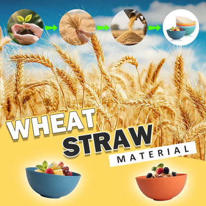 Wheat Straw Bowls Set with Lids, Unbreakable 40 OZ Cereal Bowls Set of 4, Salad Container for Lunch, Microwave & Dishwasher Safe Bowl Set for Kitchen, Picnic, RV, Camping, Multi