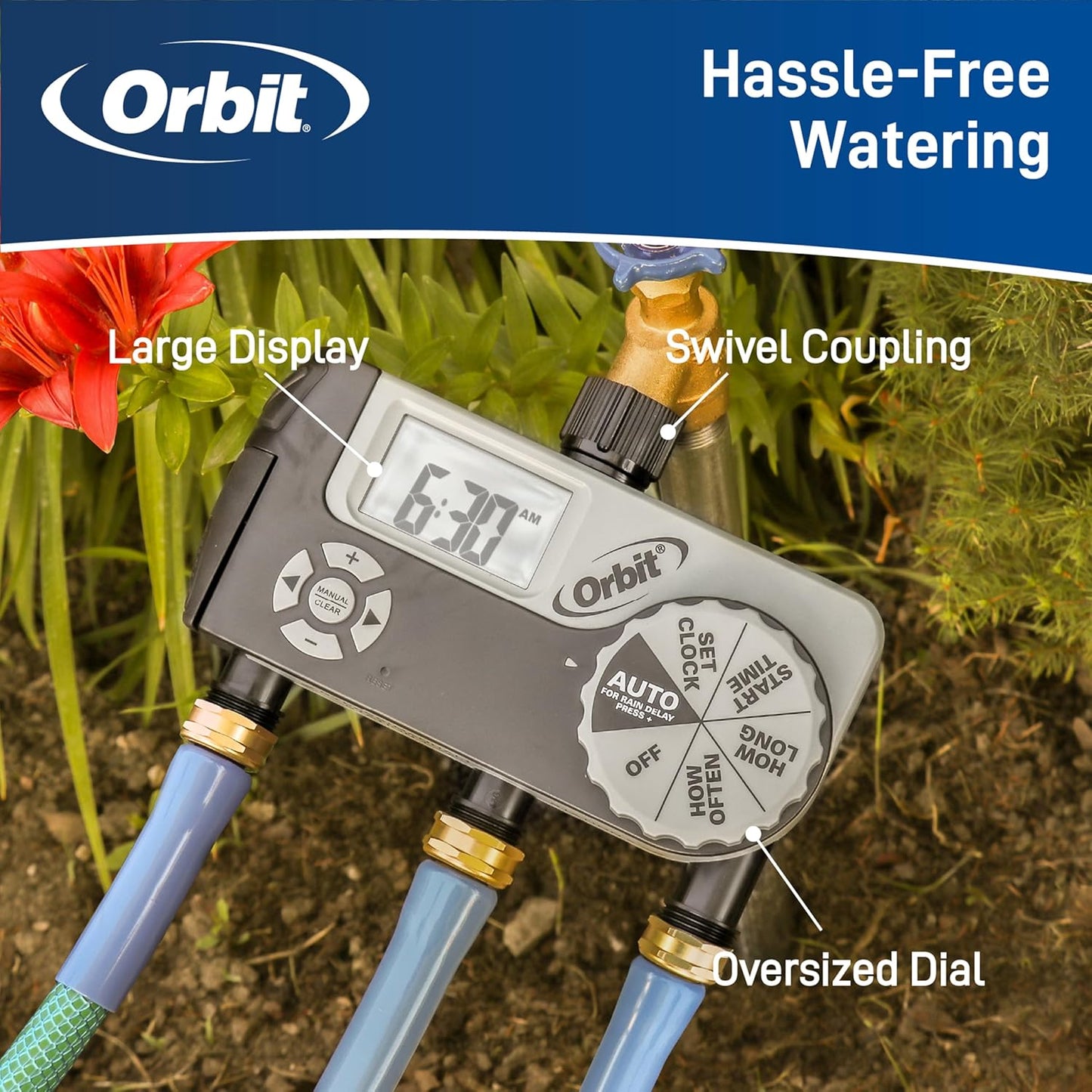 Orbit 62067 1-Outlet Programmable Digital Hose Watering Timer, 2-Pack
