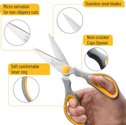 Mr. Pen- All Purpose Kitchen Shears with Protective Sheath, 8 Inch, Dishwasher Safe, Stainless Steel Food Scissors with Micro-Serrated Blades, Soft Grip Comfort Handle, Durable Utility Kitchen Shears