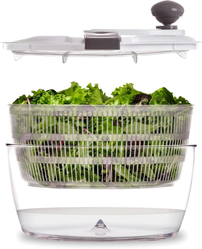 BINO | Salad Spinner - 4.2 Qt | Large Manual Lettuce Spinner with Secure Lid Lock & Built-in Draining System | Salad Spinner with Salad Bowl | Fruit & Vegetable Basket Colander | Kitchen Gadgets