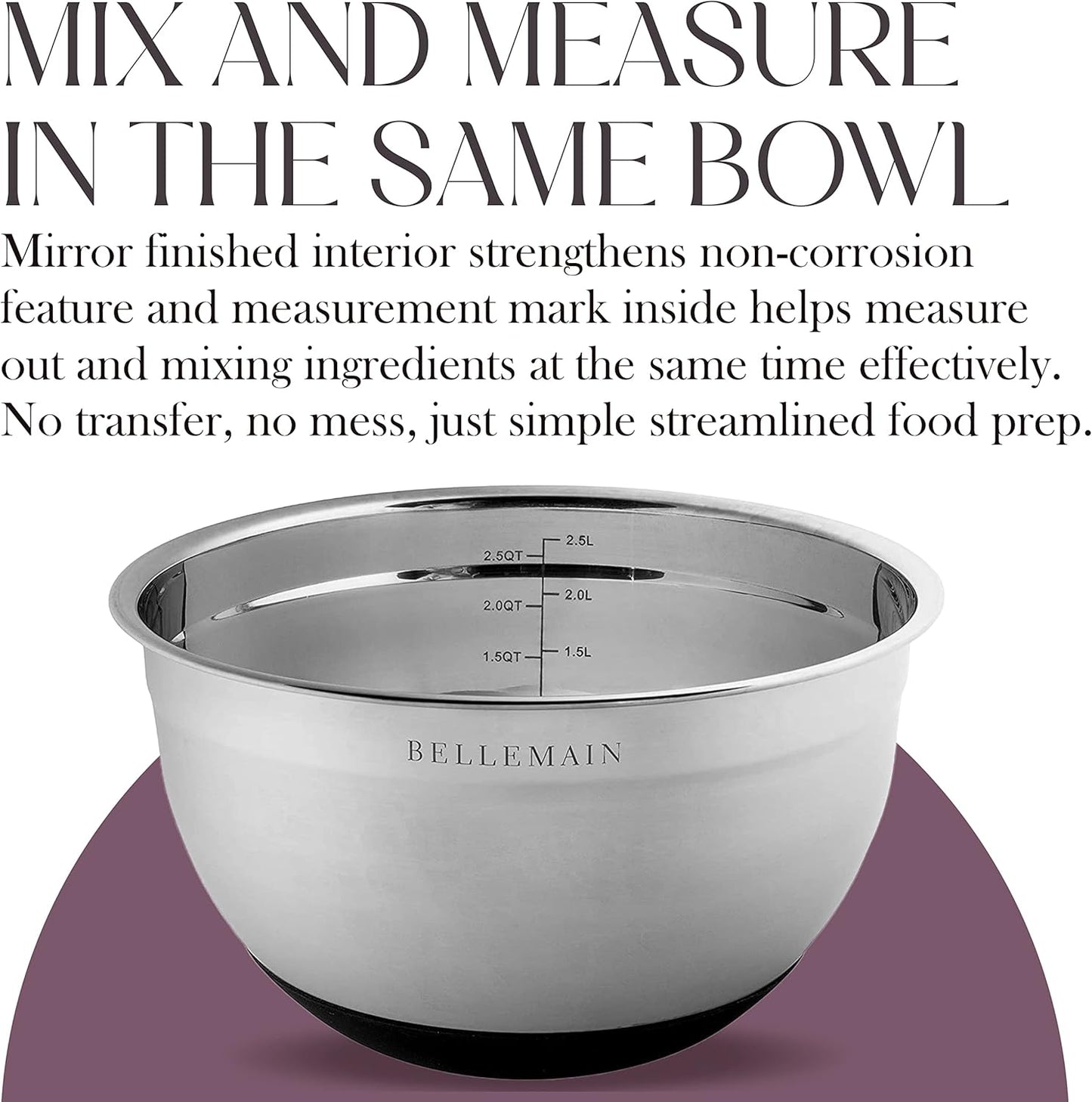 Bellemain Stainless Steel Non-Slip Mixing Bowls with Lids (4-Piece Set)