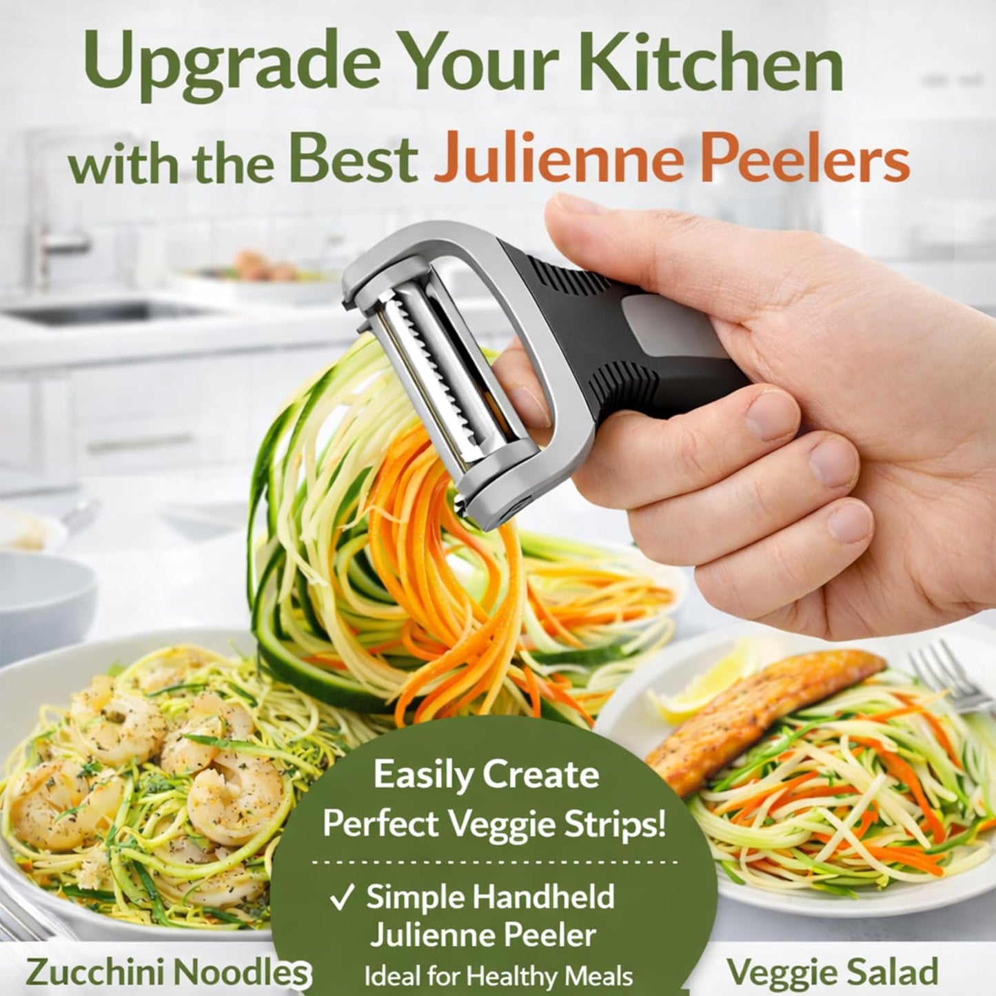 Fruits & Vegetables Peeler Set – Y Peeler Ultra-Sharp Stainless Steel Swivel Standard, Serrated, & Julienne Blades