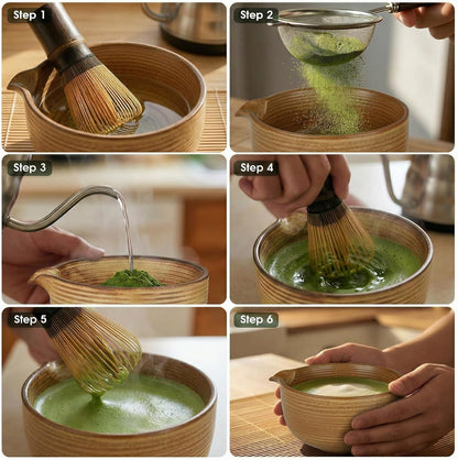 Matcha Whisk Set, 7-Piece Matcha Kit with Ceramic Bowl, Bamboo Whisk, Scoop, Sifter, Holder & Bamboo Mat – Premium Matcha Tea Set for Beginners & Matcha Lovers, Gift Ready