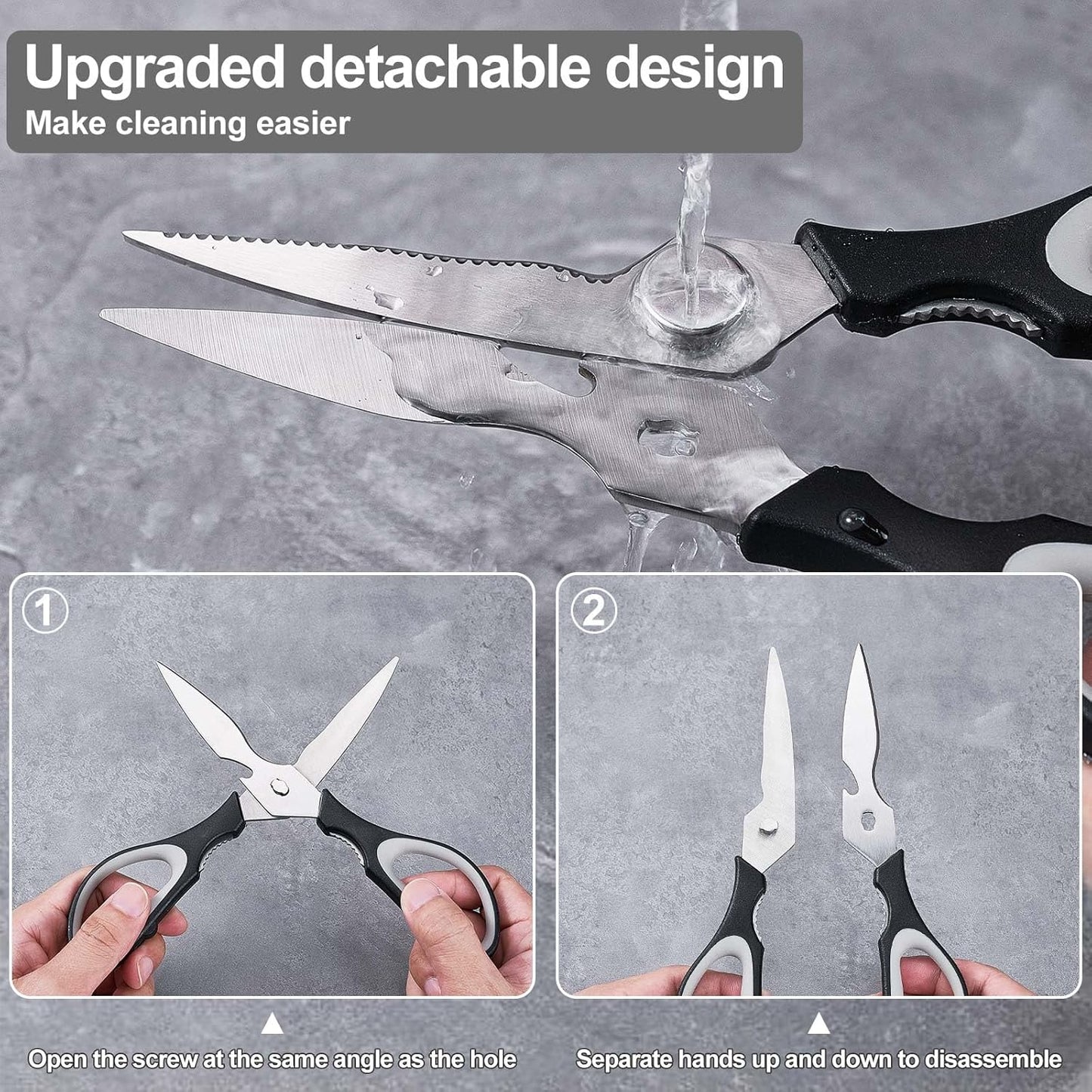 3-Pack Kitchen Shears Heavy Duty All Purpose Stainless Steel Scissors Dishwasher Safe Cooking for Meat, Chicken, Fish, Vegetable