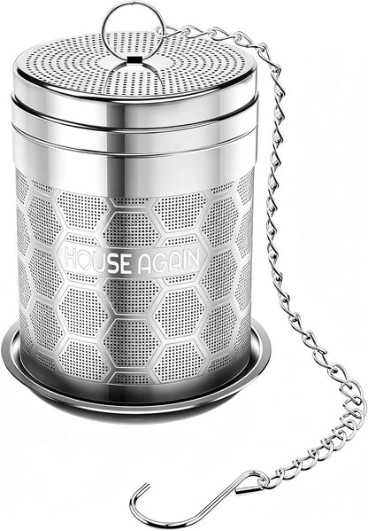 House Again Tea Infusers, Extra Fine Mesh Tea Strainers for Loose Tea, Updated Slim Threaded Lid & 304 Stainless Steel, Loose Leaf Tea Steeper for Brew Tea Spices & Seasonings