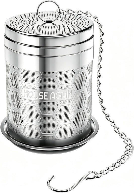 House Again Tea Infusers, Extra Fine Mesh Tea Strainers for Loose Tea, Updated Slim Threaded Lid & 304 Stainless Steel, Loose Leaf Tea Steeper for Brew Tea Spices & Seasonings
