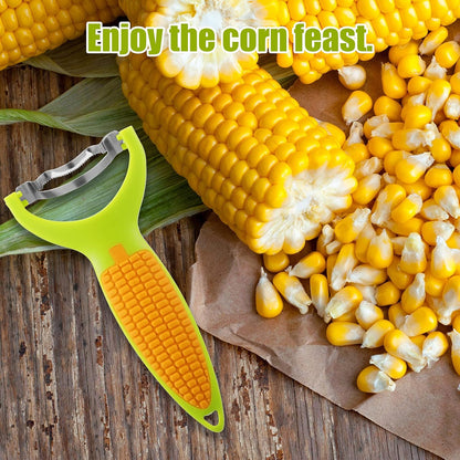 Chengu 2 Pcs Corn Peeler Planer Thresher Stainless Steel Corn Cob Stripper Tool for on The Cob with Non Slip Handle Magic Kernel Remover Tool for Kitchen, 2 Styles