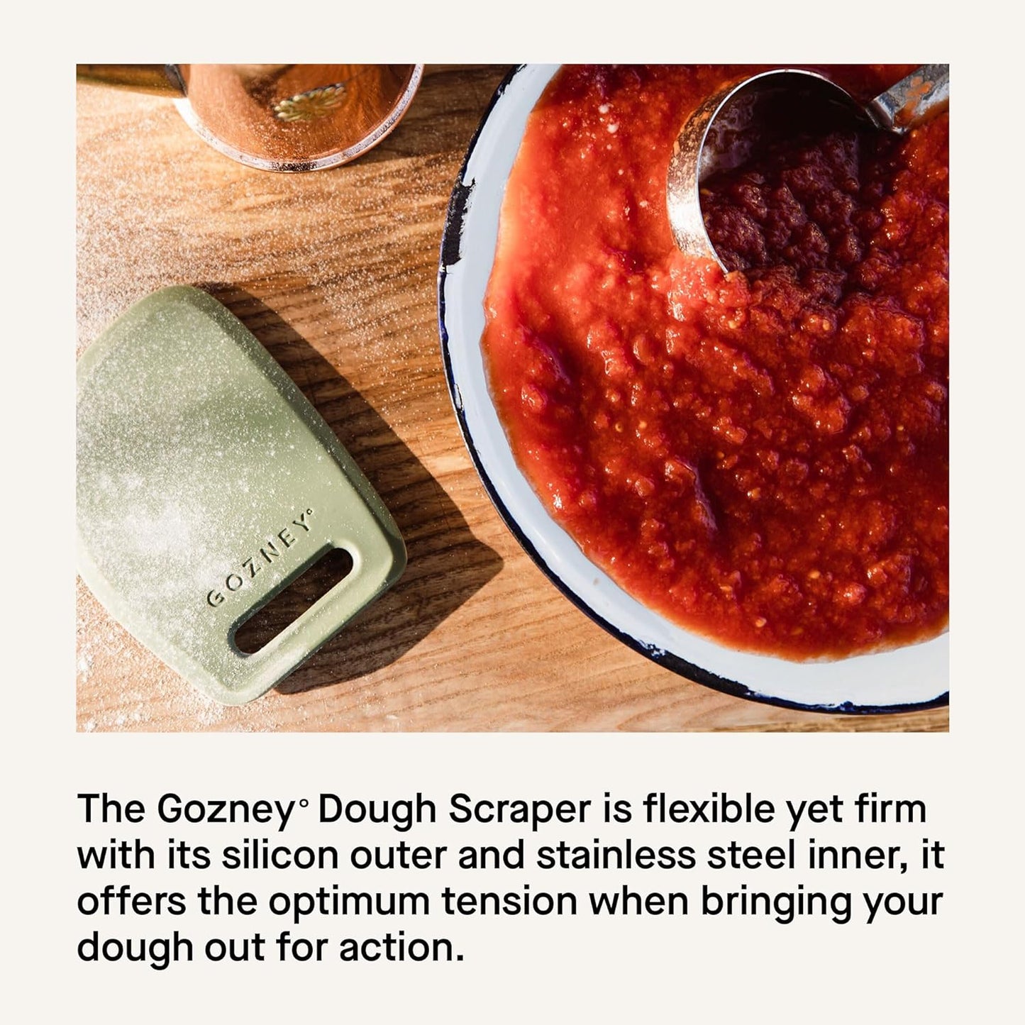 Gozney Dough Scraper, Green, Silicon Coating and Stainless Steel, Easy to Clean
