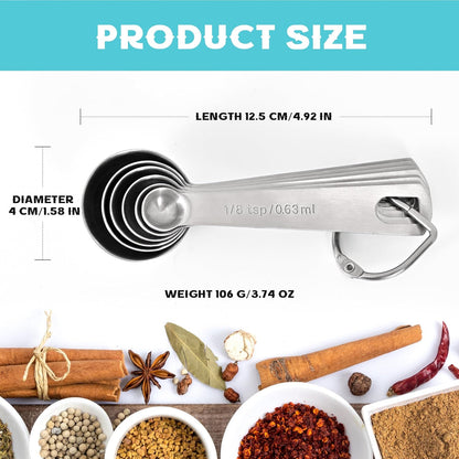 Measuring Spoons Used to Measure Various Dry and Liquid Ingredients, Useful Gadgets for Kitchen, Stainless Steel 6-piece Set
