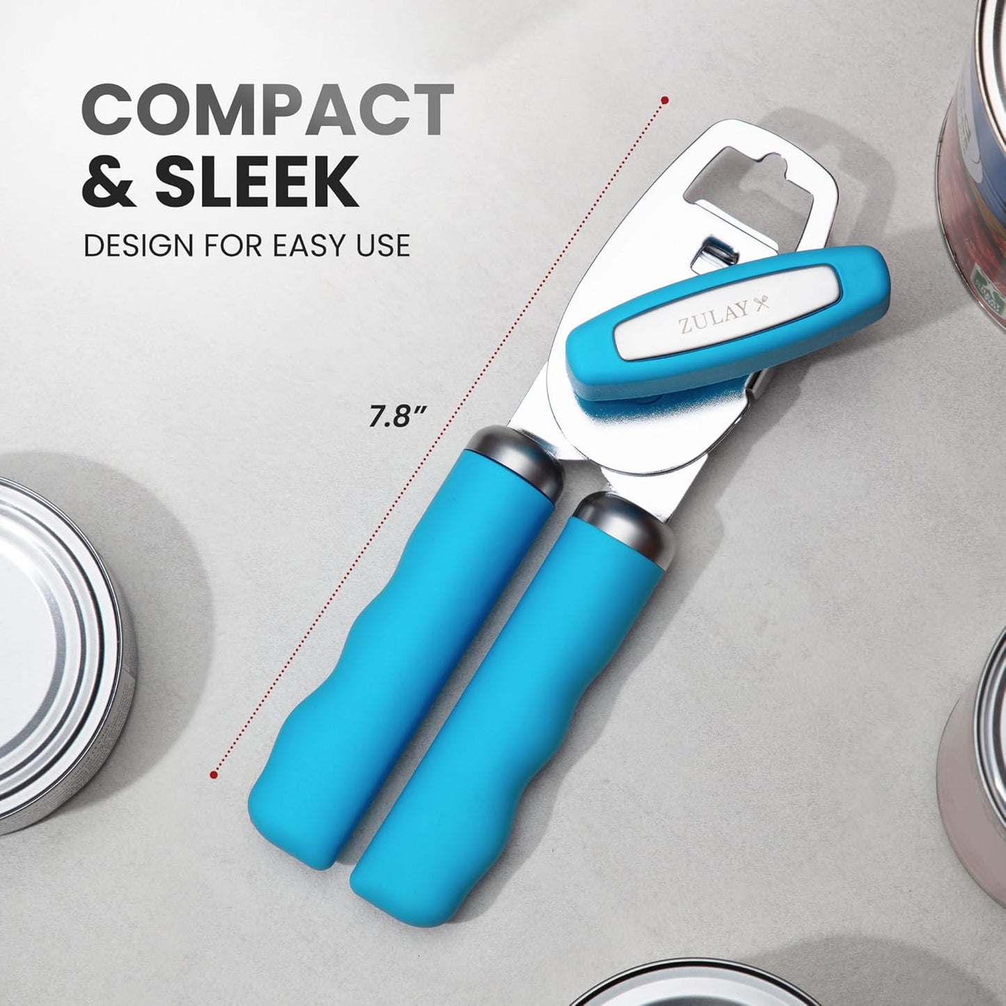 Zulay Kitchen Heavy Duty Stainless Steel Can Opener Manual with Bottle Opener - Rust Proof Manual Can Opener With Turn Knob & Comfy Soft Grip Handles - Cherry Red - Colors A