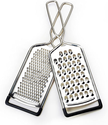 RSVP International Endurance Kitchen Collection Multi-Use Cheese Grater Handheld Potato Slicer Shredder for Hard & Soft Cheeses, Vegetables & Zesting, 6 x 5 x 9-3/4-Inch, Non-Slip Bottom