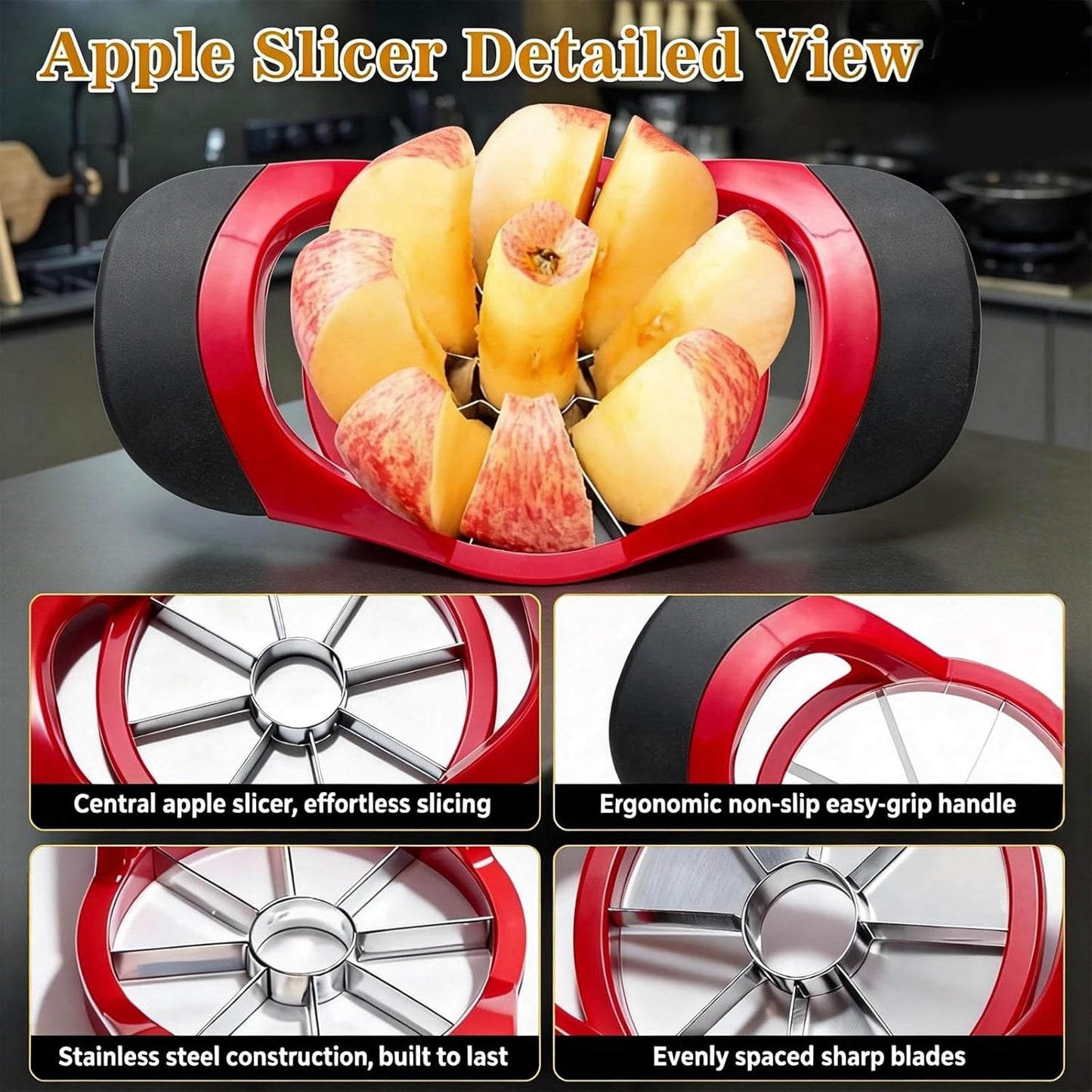 2 Pack Pineapple Corer, with Apple Slicer and 2 Fruit Forks –Pineapple Corer, Durable Fruit Slicer Tool for Fresh Fruit Preparation, Gifts for Fruit Lovers