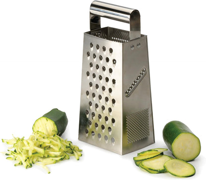 RSVP International Endurance Kitchen Collection Multi-Use Cheese Grater Handheld Potato Slicer Shredder for Hard & Soft Cheeses, Vegetables & Zesting, 6 x 5 x 9-3/4-Inch, Non-Slip Bottom