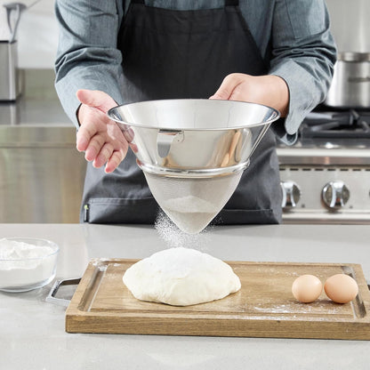 Restaurantware Fine Mesh Strainer Set of 3 Different Sizes with Silicone Handle Stainless Steel Extra Fine Mesh Strainer Heat-Resistant Handle Dishwasher-Safe for Rice, Quinoa, Pasta