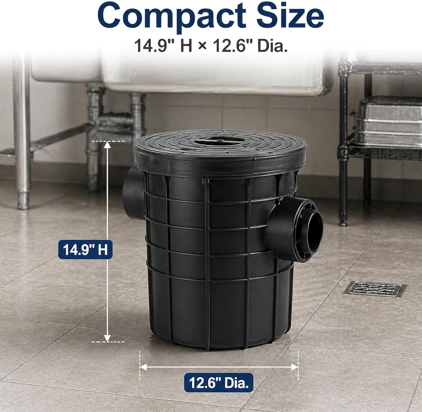 THOUSANDSUNNY Commercial Grease Trap, PE Plastic Side Inlet Grease Separator for Kitchen