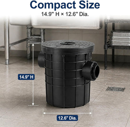 THOUSANDSUNNY Commercial Grease Trap, PE Plastic Side Inlet Grease Separator for Kitchen