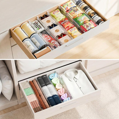 Bamboo Drawer Dividers Organizers, Adjustable Drawer Separator Splitters, 17–22 Inches Expandable Drawer Divider Organizer for Large Utensils, Kitchen, Bedroom, Dresser & Office Drawers 4-Pack