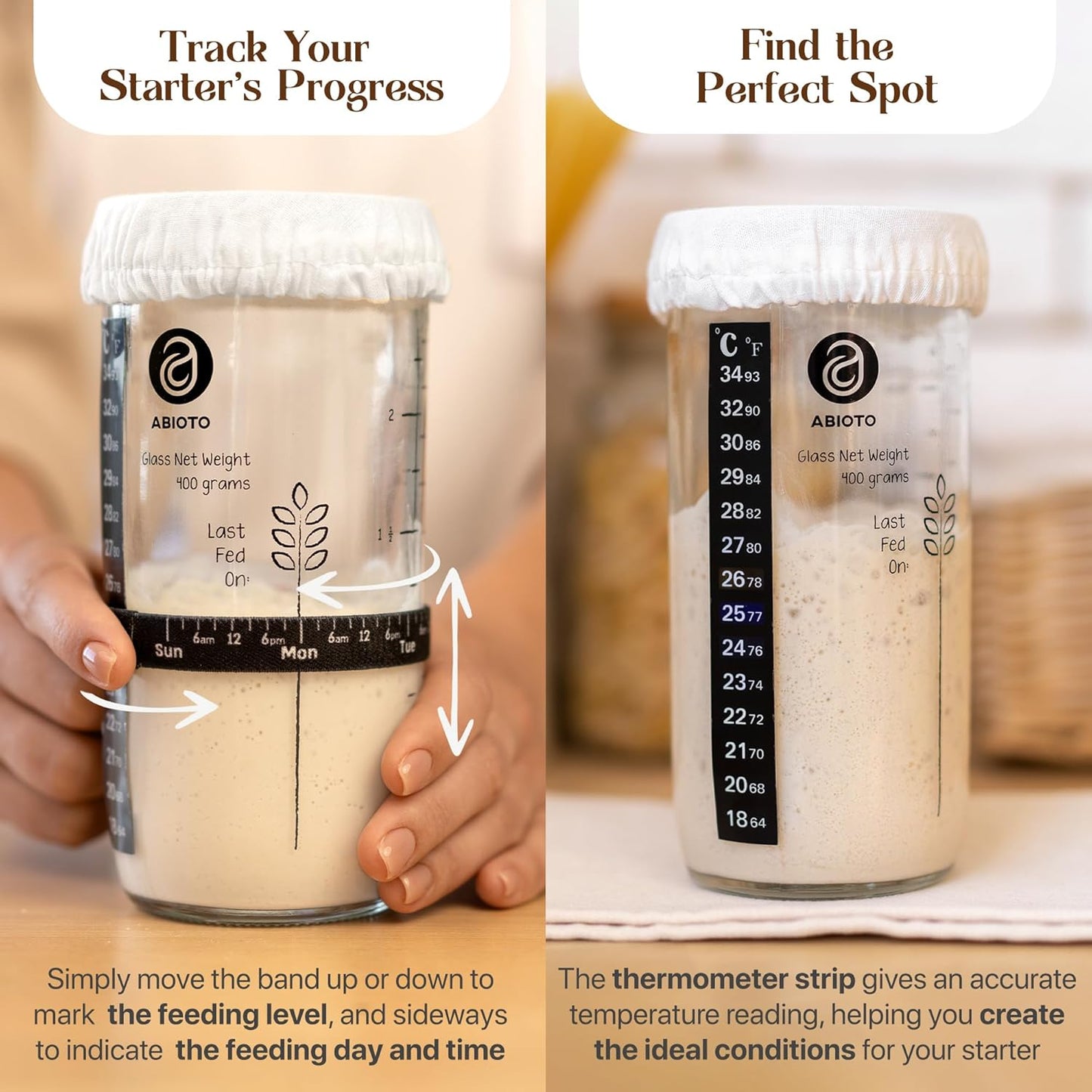 Complete Sourdough Supplies with 9" Round Banneton Proofing Basket and 24oz Starter Jar - Beginner-Friendly Sourdough Bread Kit and Baking Gifts for Women, Men, and Bread Bakers