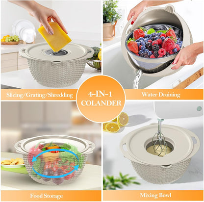 Over the Sink Colander, Expandable Strainers and Colanders with Fine Mesh, Colander for Kitchen with Rubber Grip for Draining Pasta, Vegetables and Fruits - Essential Kitchen Sink Strainer