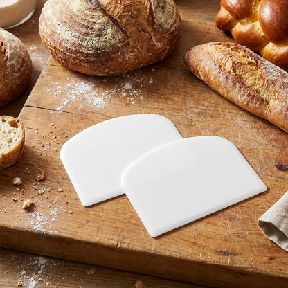 4Pcs Flexible Dough Cutter Scraper, Dough Scraper Bench Scraper for Baking, Sharp Edge & Angles, Plastic Cake Scraper, Kitchen Multipurpose Food Tools for Cutting Sourdough Fondant Icing