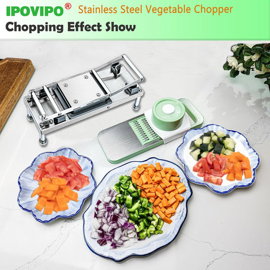 Stainless steel Vegetable Chopper, Veggie Chopper With 10 Blades, Onion Dicer with Container, Food Cutter & Grater Mandoline Slicer