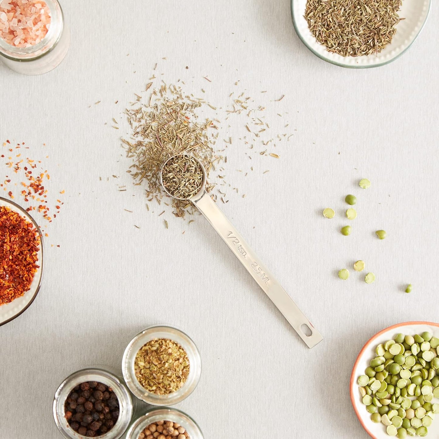 RSVP International Endurance Kitchen Collection Open Stock Measuring Spoon, Stainless Steel, Dishwasher Safe, 0.5-Teaspoon