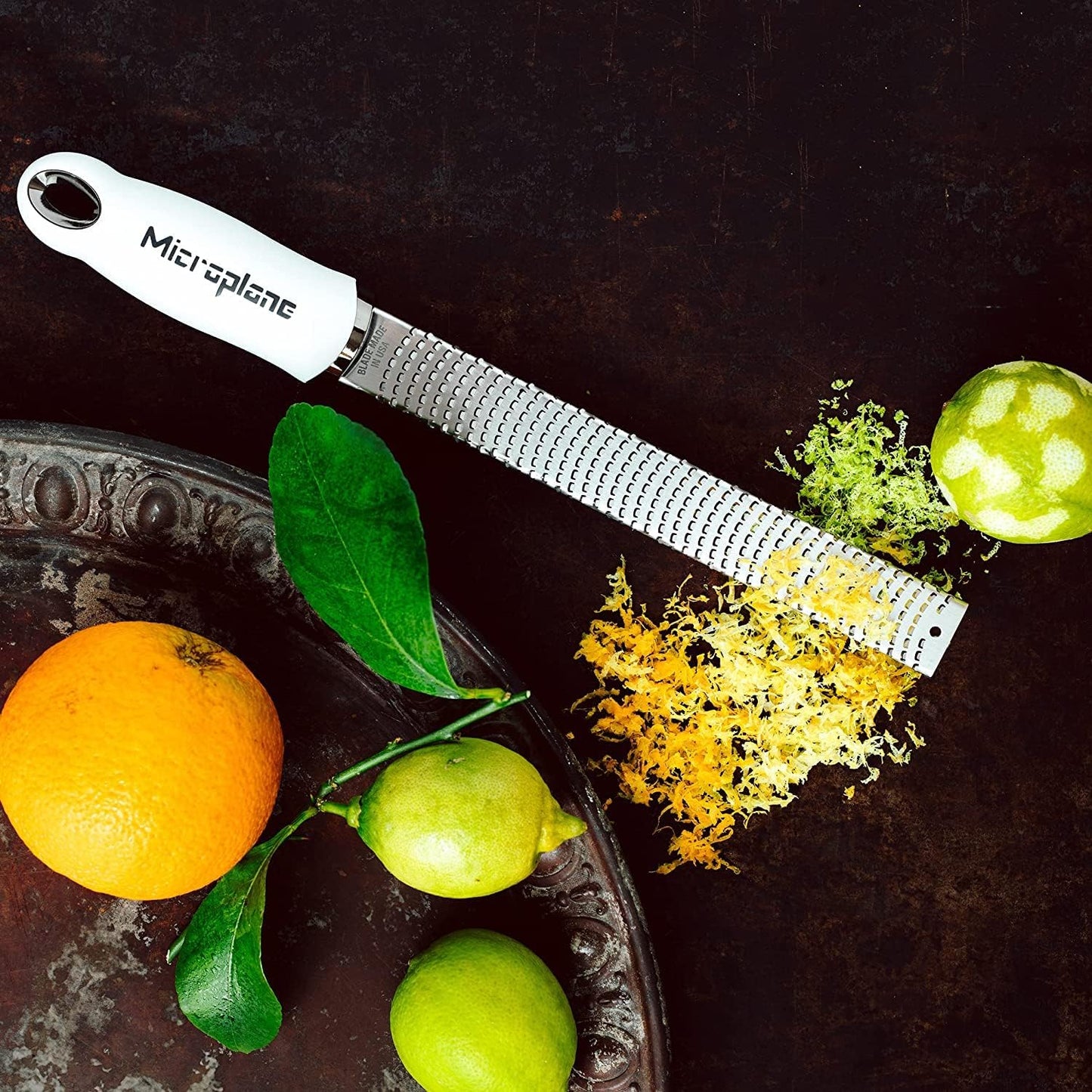 Premium Classic Series Zester - Pomegranate Red | Lemon Zester tool, Hard Cheese & Vegetable Grater | For Citrus, Parmesan Cheese, Garlic, Ginger, Nutmeg | Fine Stainless Steel Blade, Made in USA