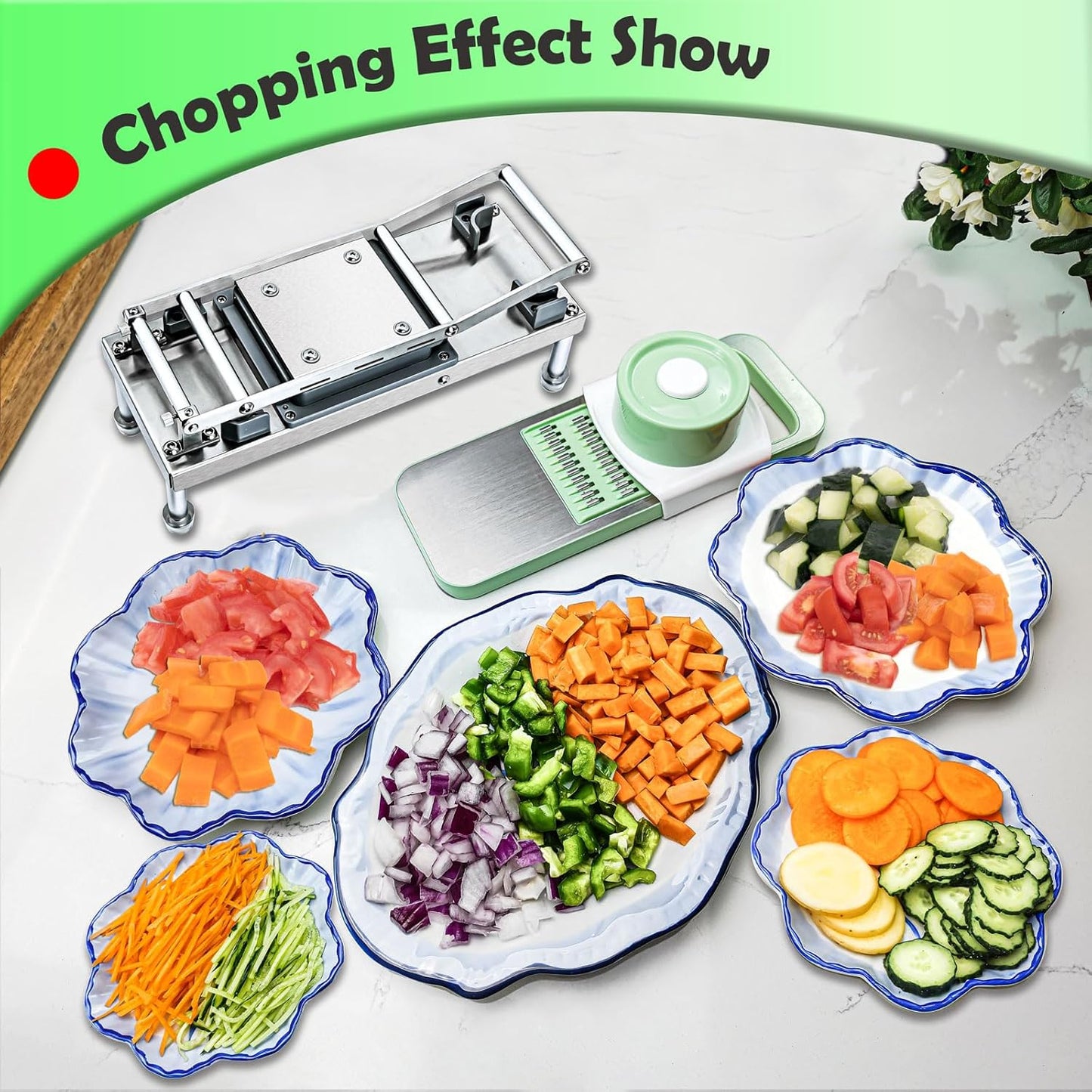 Vegetable Chopper, Veggie Chopper With 8 Blades, Onion Cutter with Container, Pro All-in-1 Food Dicer, Mandoline Slicer, Stainless steel materials Salad Grater