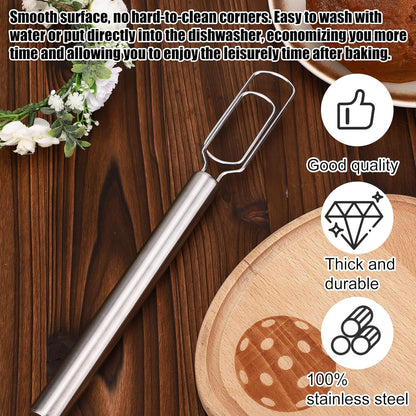 Danish Dough Whisk for Sourdough Starter, 30cm/12in Stainless Steel Dutch Bread Whisk & Dough Hook Mixer Tool Reaches Jar Bottom for Pizza Cooking Baking Dishwasher Safe