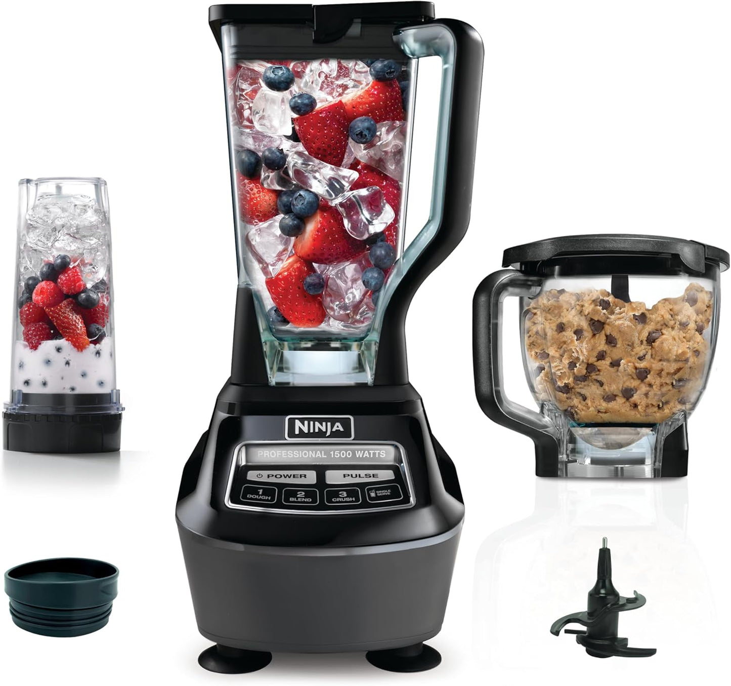 Ninja Kitchen System | All-in-One for Smoothies, Frozen Drinks, Veggie Chopper & More | With Full-Size Pitcher, 8 Cup Food Processor Bowl, (2) 18 oz. Cups, | 1200 Watt | Dark Grey | BR601AMZ