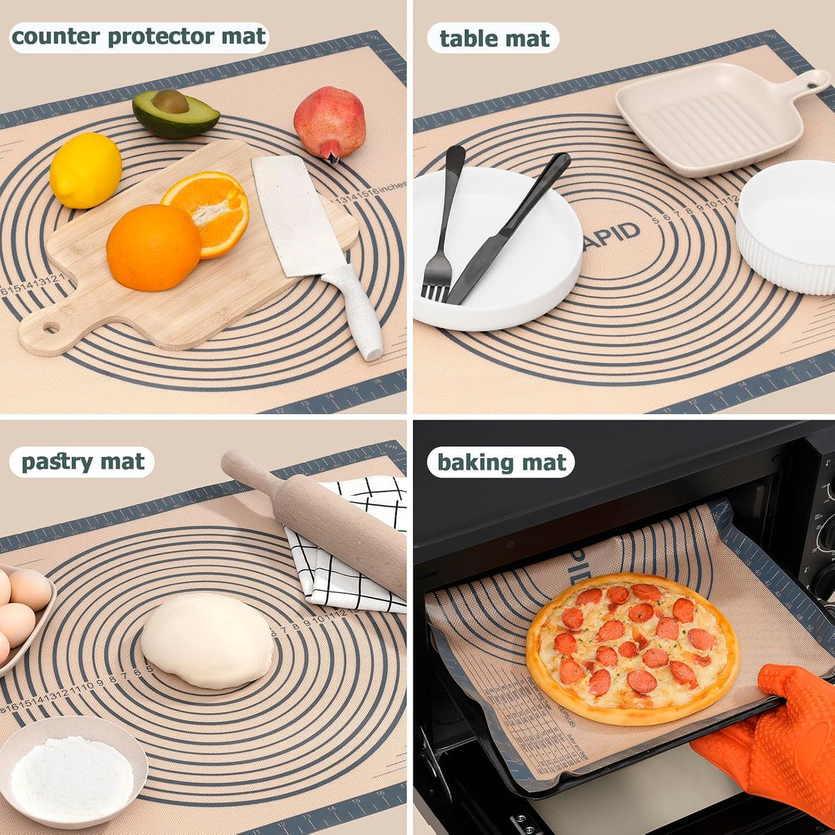 Thick Silicone Pastry Mat Baking Dough Rolling Extra Large 20" x 28"