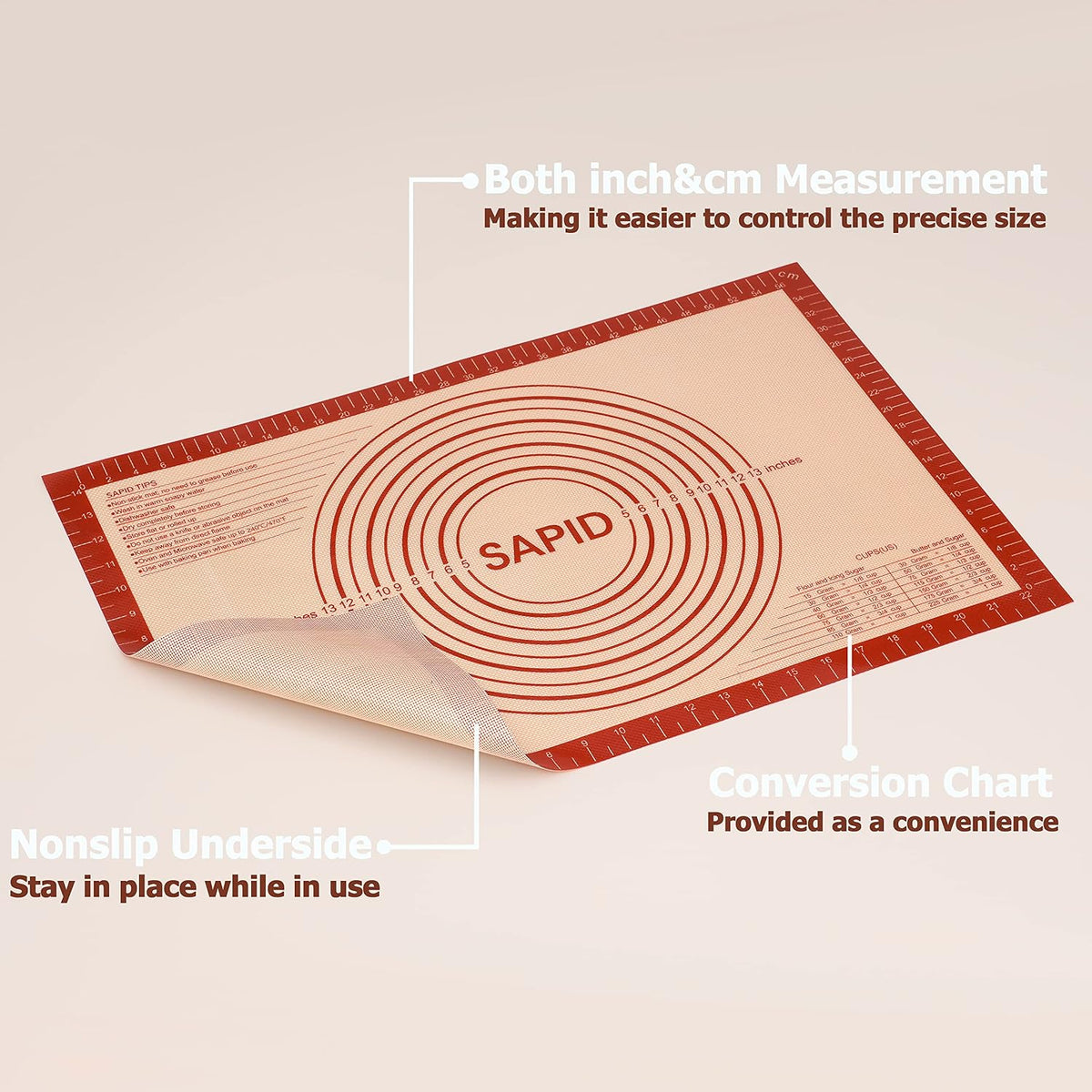 Thick Silicone Pastry Mat Baking Dough Rolling Extra Large 20" x 28"