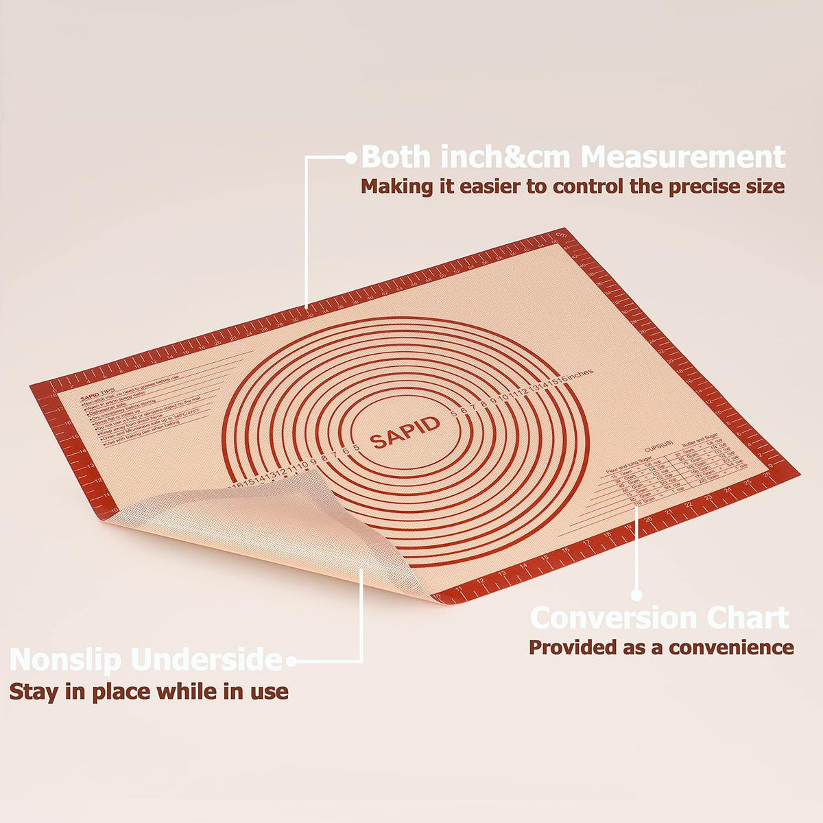 Thick Silicone Pastry Mat Baking Dough Rolling Extra Large 20" x 28"