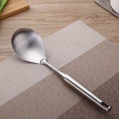 Slotted Spoon,304 Stainless Steel Skimmer Spoon with Heat Resistant Wooden Handle,Silver/15.8Inch