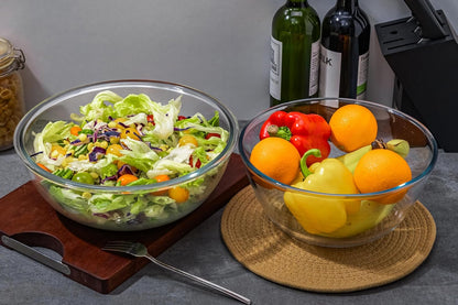 6.5Qt Extra Large Glass Mixing Bowl with Lid, Clear Large Salad Bowls with Airtight Bamboo Lid & Handle,Thickened Glass Big Mixing Bowls Cooking Bowl for Food Prep, Kitchen,Dinner, Borosilicate Glass