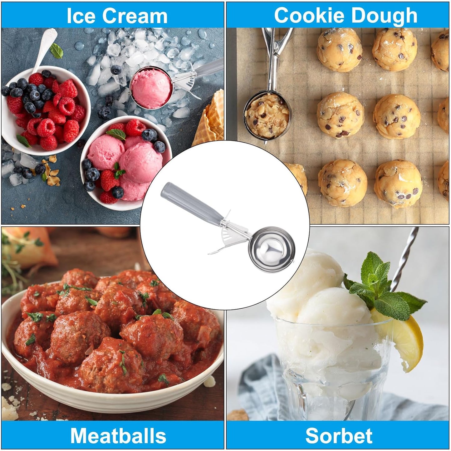 PATIKIL 3/4 Ounce Ice Cream Scoop with Trigger, Stainless Steel Portion Cookie Scoop with Thumb Trigger for Cookie Dough Cupcake Batter Baking, Purple 22ML