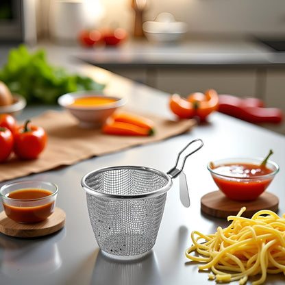 1pc Stainless Steel Pasta Basket, Mesh Spider Food Dumpling Noodle Strainer, Fine Mesh Strainer with Handle,Colanders and Food Strainers Kitchen Utensils and Gadgets