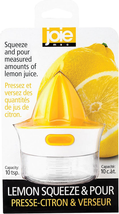 Joie Lemon and Lime Small Hand Juicer and Reamer, Built-In Measuring Cup, 1oz/30ml, Easy to Strain, Stores Leftover Juice, BPA-Free, Dishwasher Safe