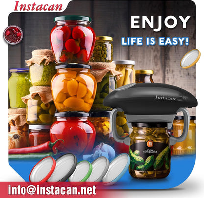 INSTACAN Higher Torque and One Touch Electric Jar Opener Easy Remove Almost Size Lid with Auto-Off, Powerful Bottle Opener for Arthritic Hands, Automatic Jar Opener for Weak Hands and Seniors (White)