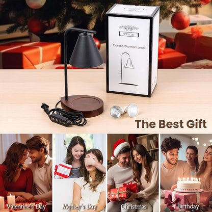 Marycele Candle Warmer Lamp with Timer & Dimmer - Mothers Day Gifts for Women Mom Her, Aesthetic Office Home Decor, Adjustable Height Wax Melter for Candle Jar & 3-Wick Candles (2 Bulbs Included)
