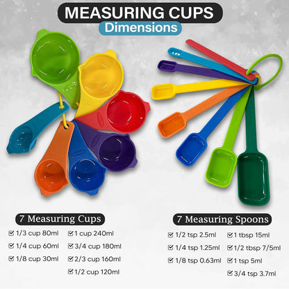 Measuring Cups and Spoons Set of 9, Utensils for Dry and Liquid Ingredients, Copper Kitchen Accessories, Rose Copper Decor for Home, Stackable, Sturdy Stainless Steel