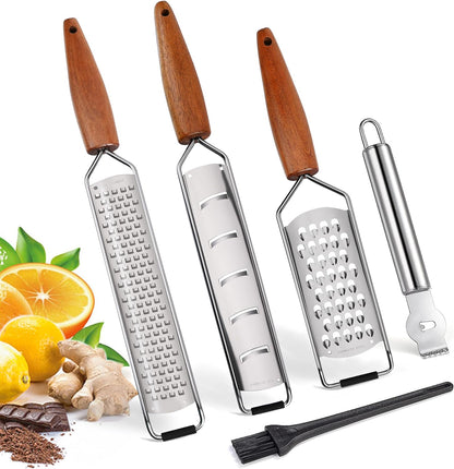Lemon Zester, Stainless Steel Kitchen Cheese Grater, Plastic Cover Ergonomic Soft Black Handle