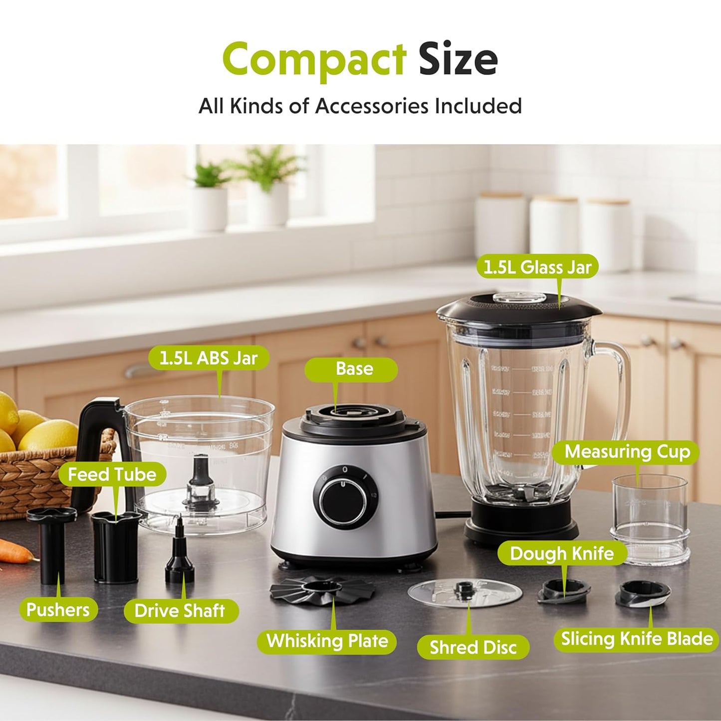 Simple Deluxe 10.5 Cup Food Processor, Multi-Functional Vegetable Choppers Food Grinder with Slicing Shredding Chopping Kneading, Suitable for Smoothie Fruit Dough, 2.6QT, Classic White