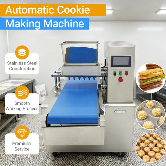 Automatic Cookie Making Depositor Machine Commercial Batter Dispenser 2.5KW Electric Cookie Maker with 35L SUS304 Hopper, for Cookies, Macarons, Muffins, Cupcakes, 2 Nozzles (A2&A5) 208-240V