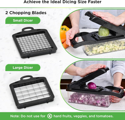 PrepNaturals Vegetable Chopper & Mandoline Slicer - 12 in 1, Blue/White