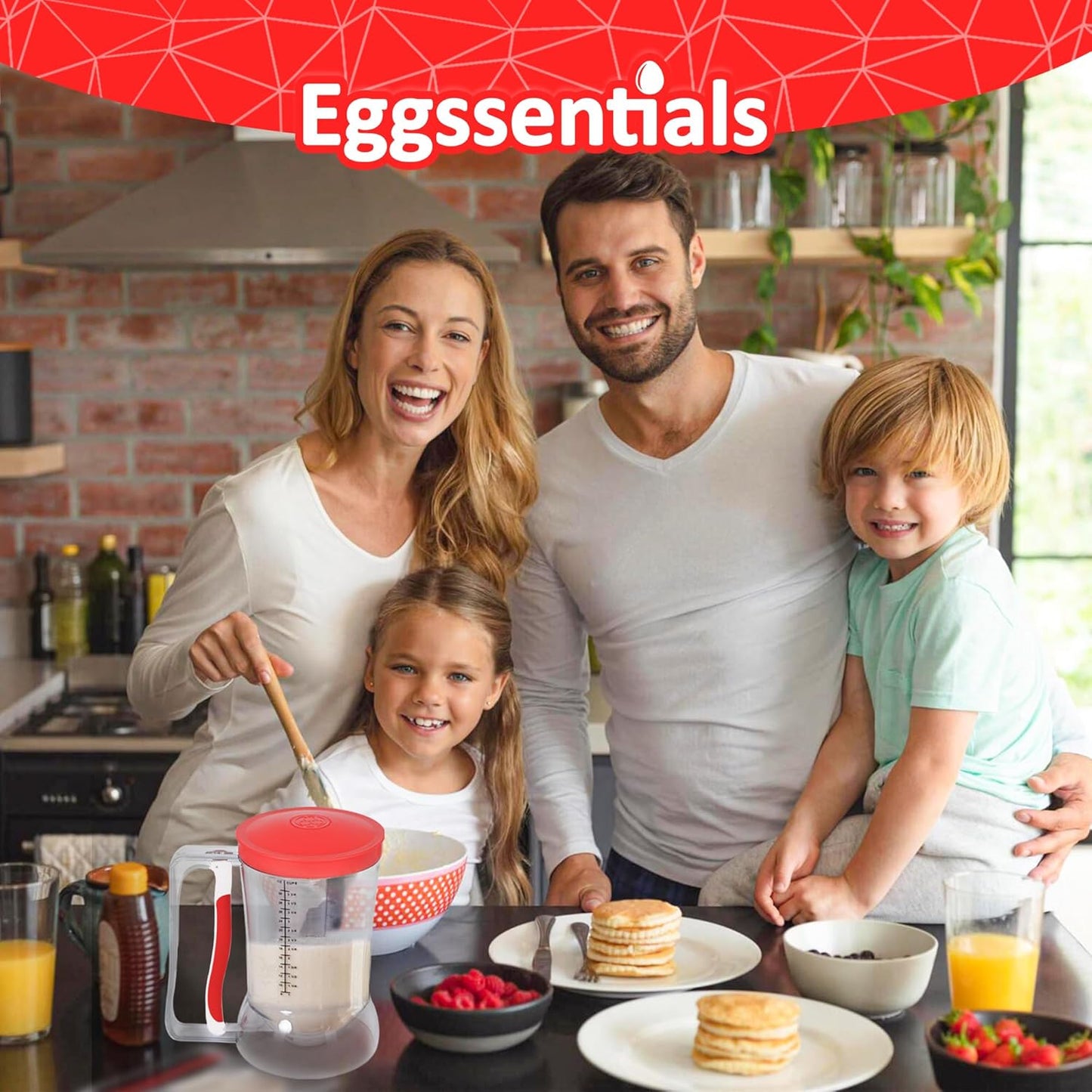 Eggssentials - Pancake Batter Dispenser with 5-Cup Capacity - Waffle Batter Dispenser for Pancakes, Cupcakes & Crepes, Easy-Squeeze Handle, Dishwasher Safe - Black Pancake Dispenser