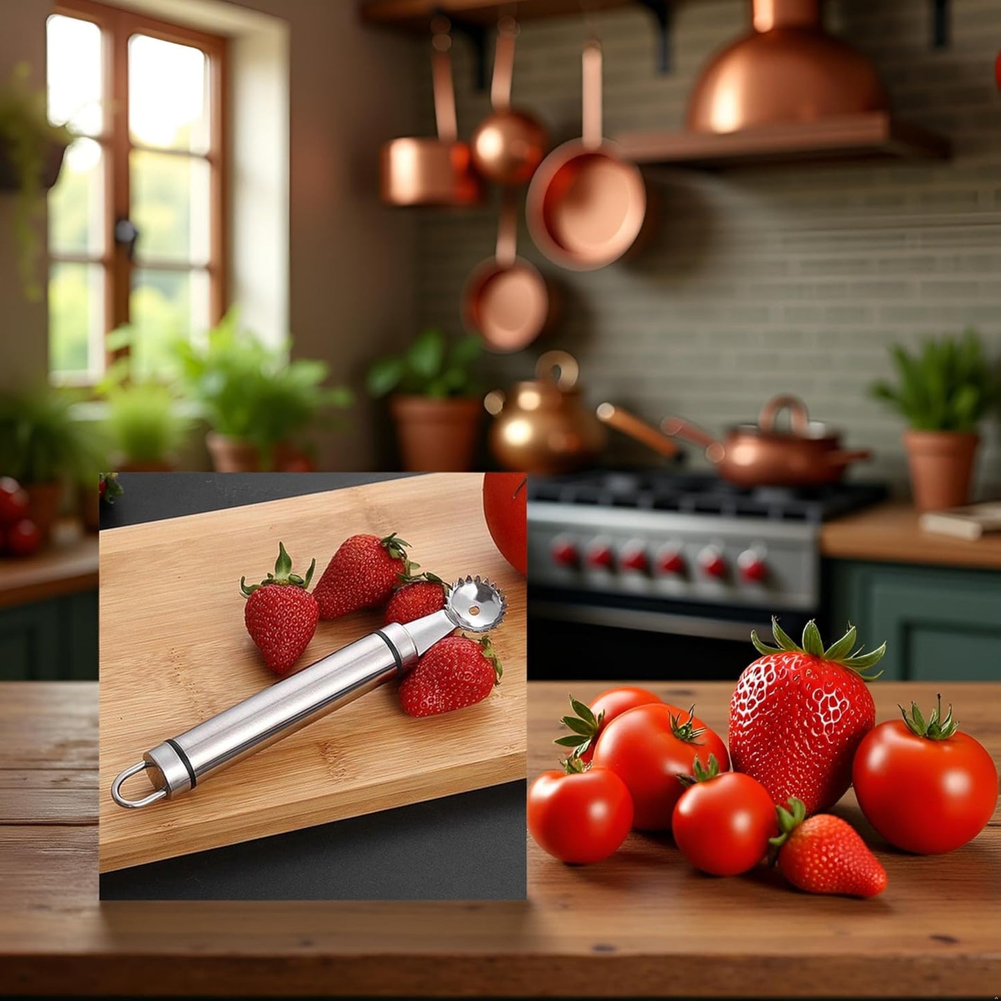 Stainless Steel Strawberry Huller and Tomato Stem Corer Tool Multi-Function Stainless Corer and Pitter Remover for Strawberry Gadgets Kitchen Tool Blade Craft Fruit Tools