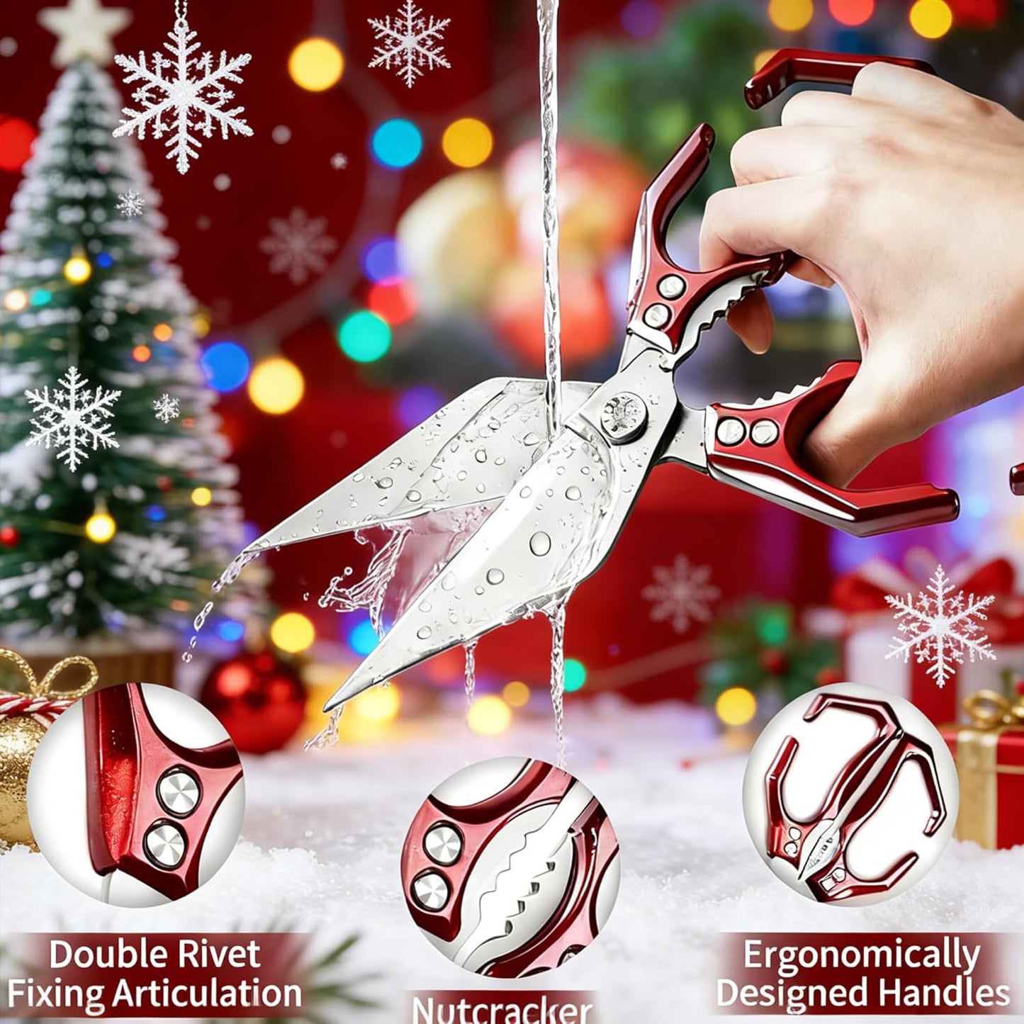 Multifunctional Heavy-Duty Kitchen Shears,Ultra Sharp Stainless Steel Poultry Shears,Multipurpose Food Scissors for Chicken, Meat,Fish, Vegetables,Bone Cutting(Silver)