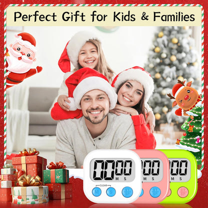 ZILLEEN 6 Pack Kitchen Timers for Cooking Digital Classroom Timers for Kids Teachers Blue Green Purple